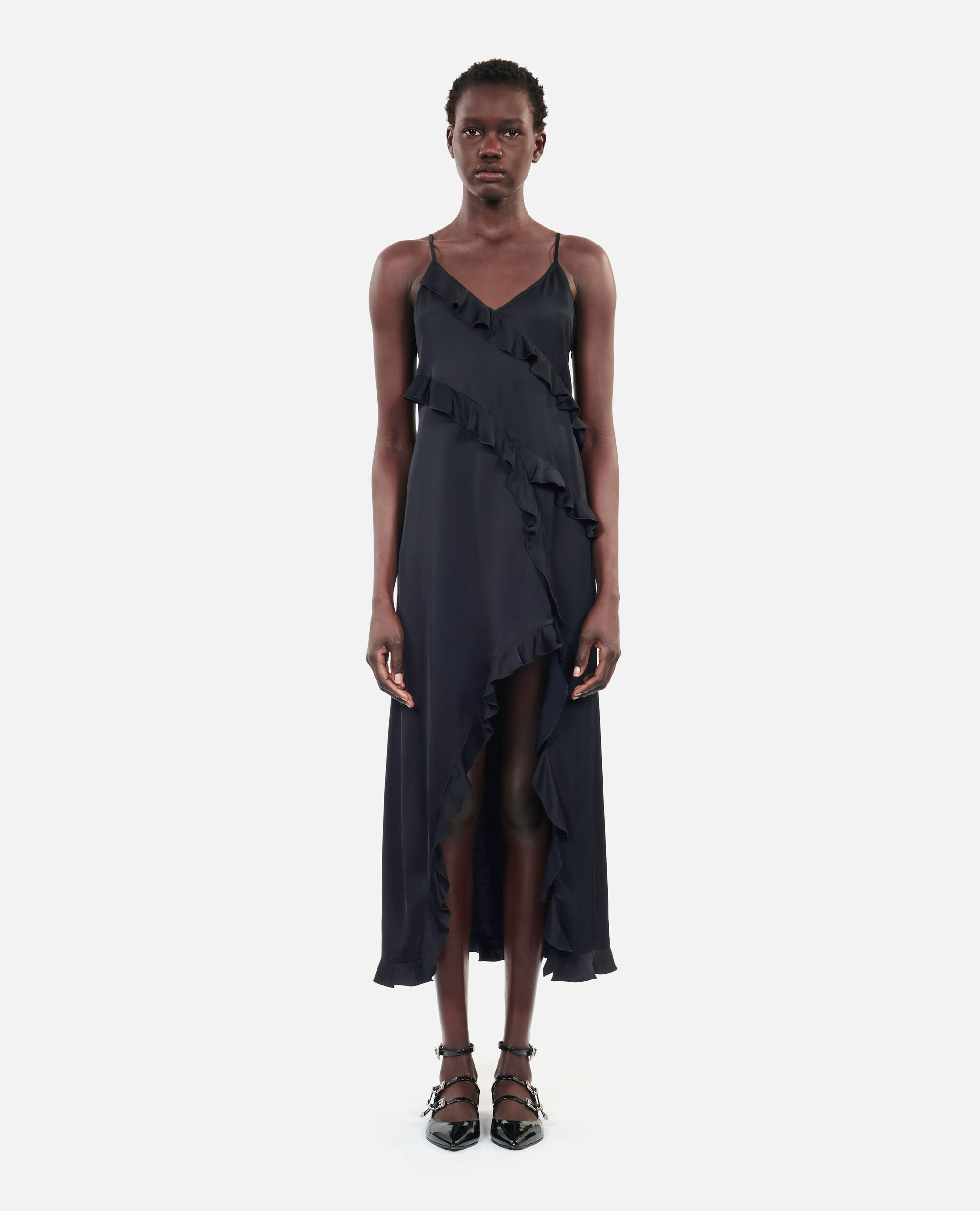 Robe nuisette longue noire, BLACK, hi-res image number null