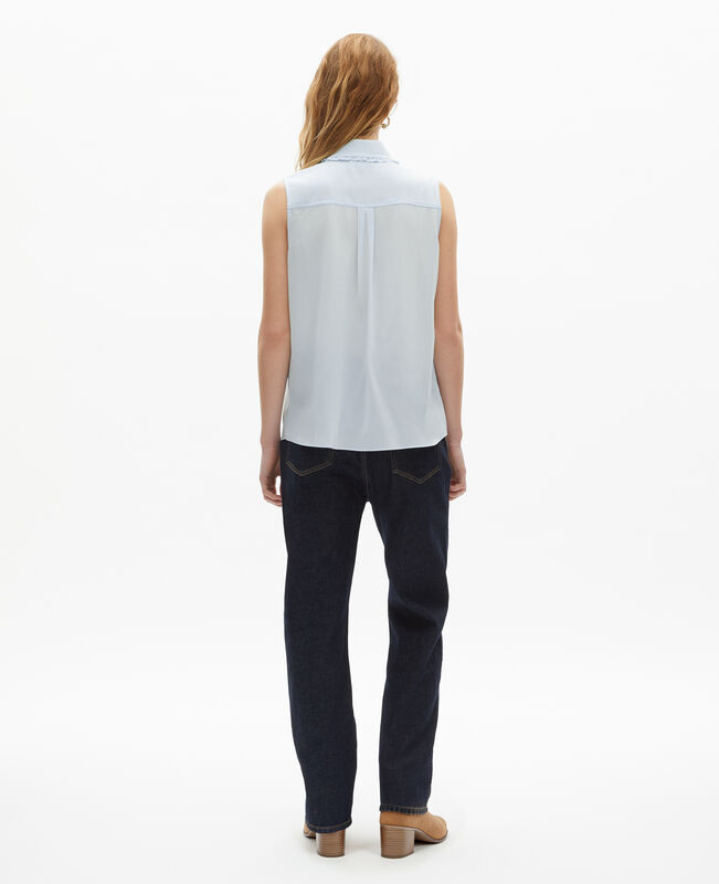 The Kooples FEMME BABY BLUE chemise sans manches en soie bleu clair