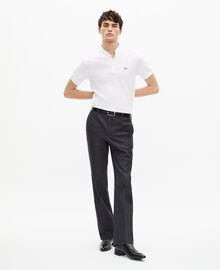 The Kooples HOMME WHITE / BLUE polo en coton piqué blanc