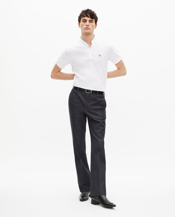 The Kooples HOMME WHITE / BLUE polo en coton piqué blanc