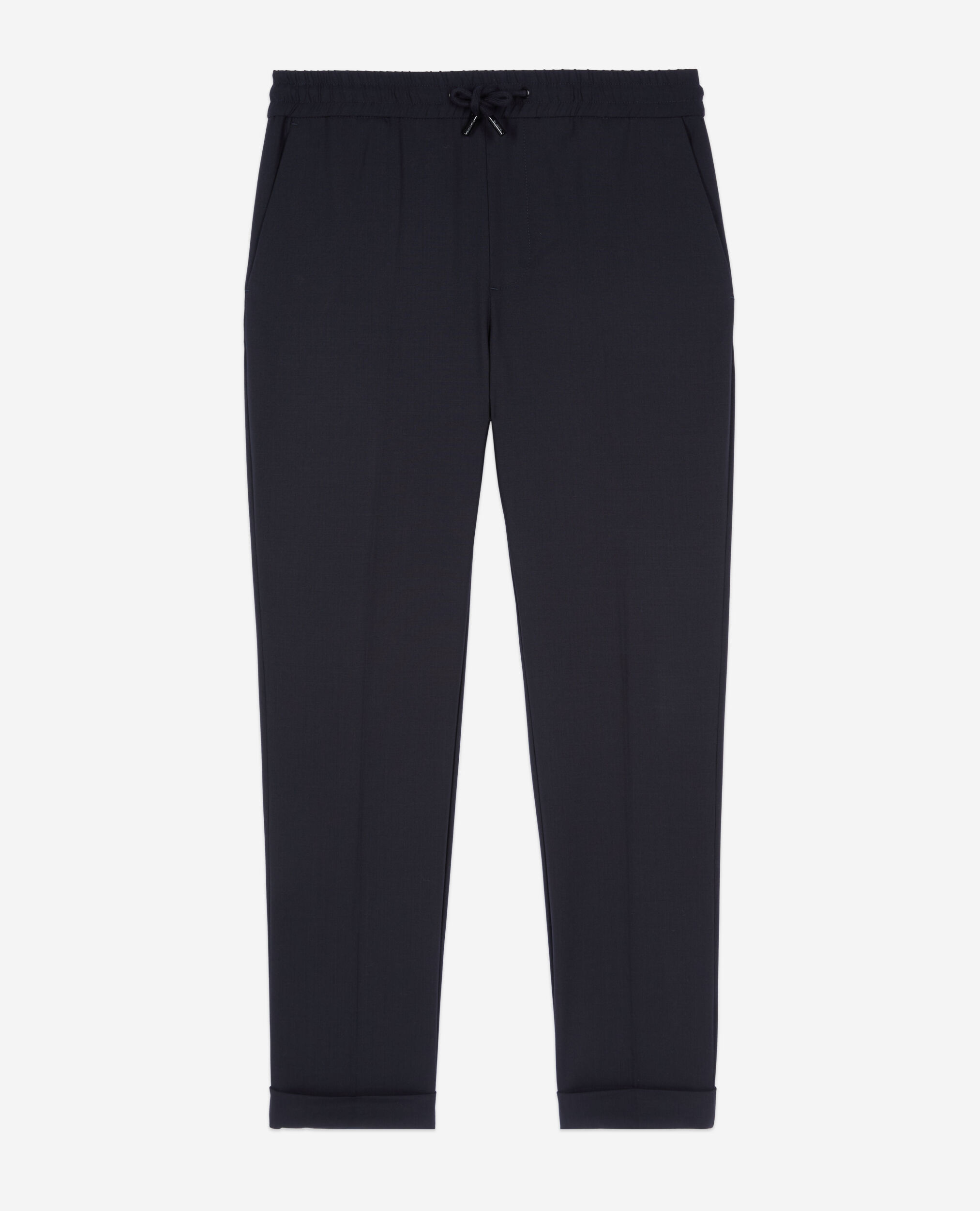 Pantalon en laine coupe droite noir , BLACK, hi-res image number null