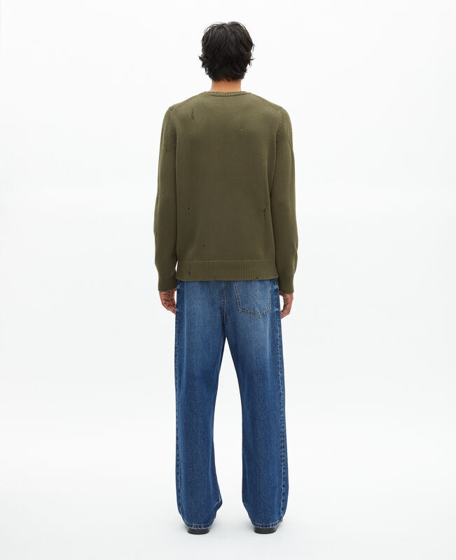The Kooples HOMME KAKI pull avec détails ajourés kaki