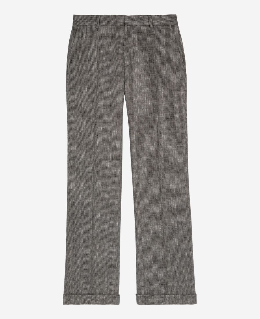 The Kooples WOMEN GREY grey wool and linen straight-leg tailored pants
