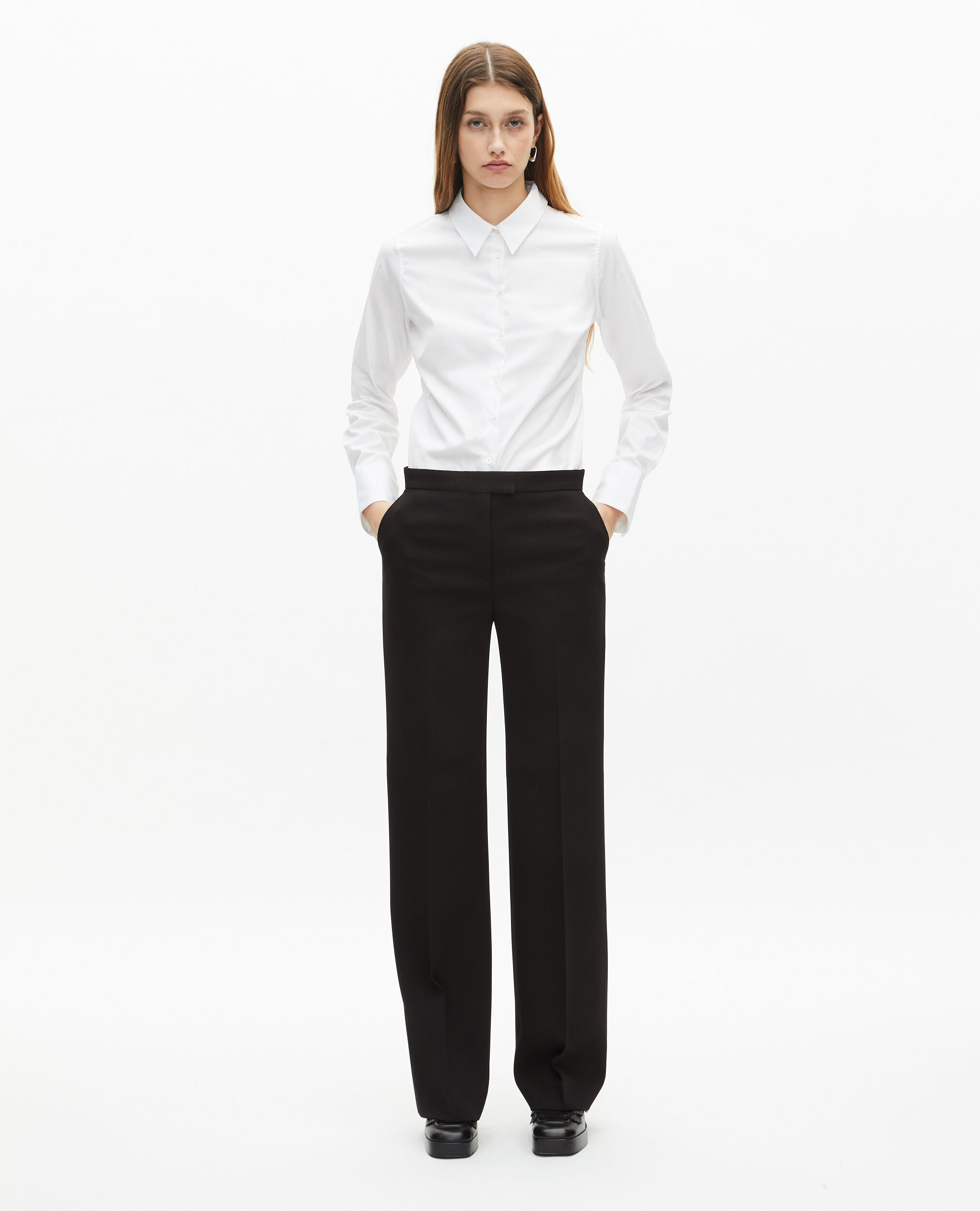 Chemise en popeline blanche, WHITE, hi-res image number null