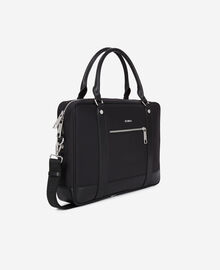 The Kooples HOMME BLACK porte-documents en cuir et fibre nylon noir