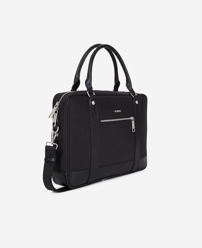 The Kooples HOMME BLACK porte-documents en cuir et fibre nylon noir