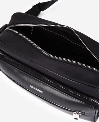 The Kooples HERREN BLACK schwarze messenger-tasche aus leder und nylon