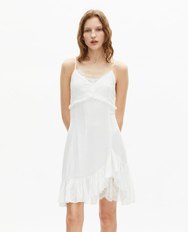 The Kooples FEMME ECRU robe courte avec dentelle écrue