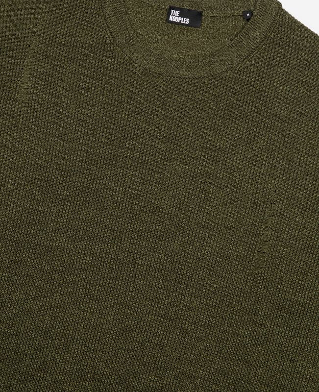 The Kooples HOMME OLIVE KAKI pull en laine et lin kaki