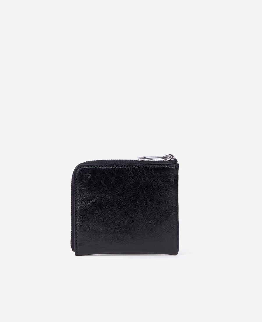 The Kooples UNISEX BLACK schwarzes portemonnaie mit wappen aus leder