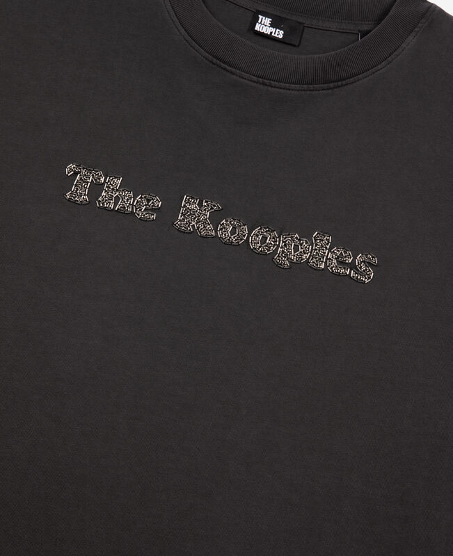 The Kooples HOMME BLACK WASHED t-shirt avec logo délavé noir