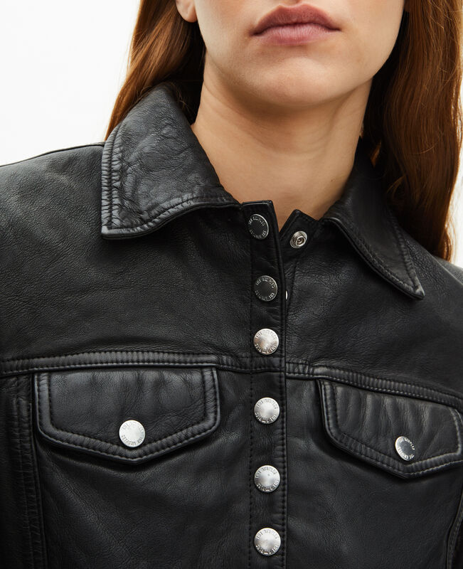 The Kooples FEMME BLACK blouson en cuir noir