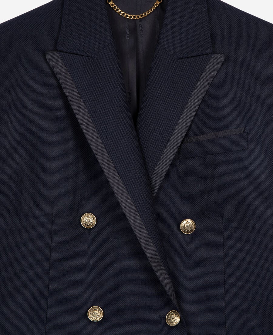 The Kooples WOMEN DARK NAVY navy blue wool-blend suit jacket