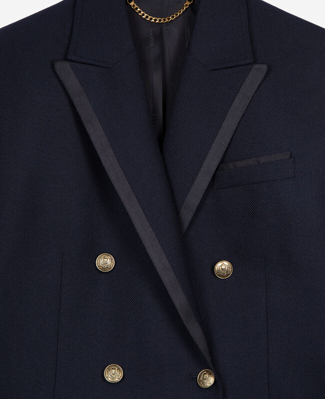 The Kooples FEMME DARK NAVY veste tailleur en laine mélangée bleu marine
