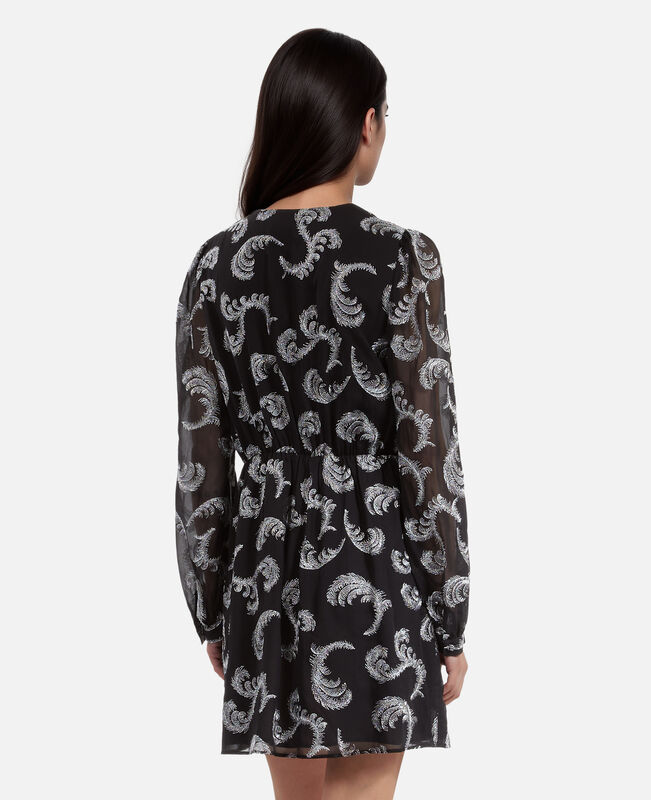 The Kooples FEMME BLACK / SILVER robe effet portefeuille courte noire