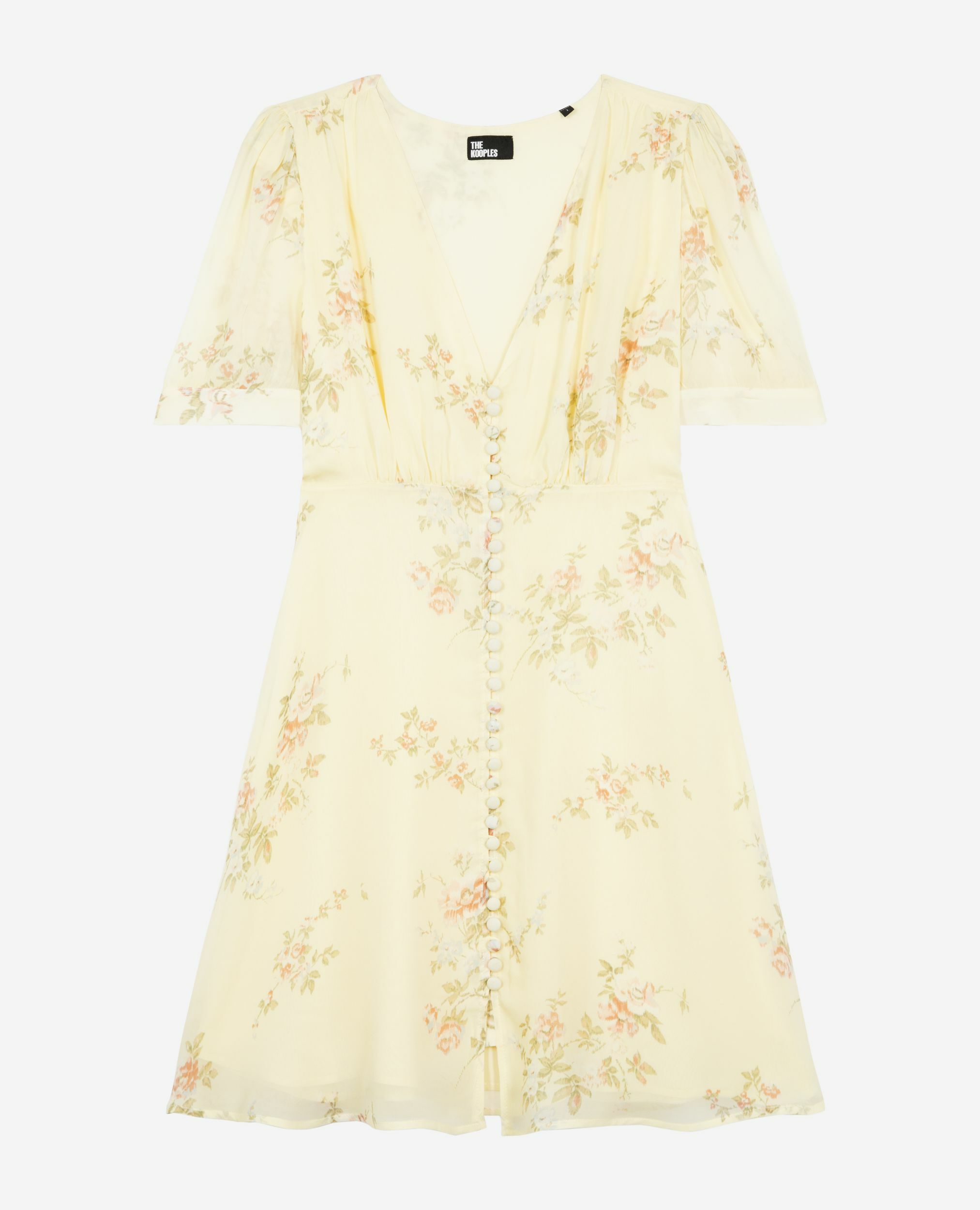 Robe courte imprimé fleuri jaune, YELLOW, hi-res image number null