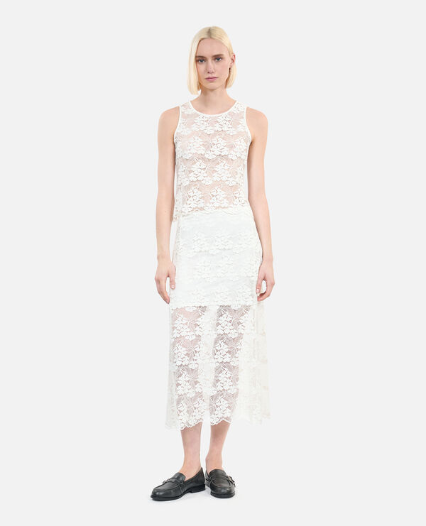 The Kooples FEMME ECRU jupe longue en dentelle écrue