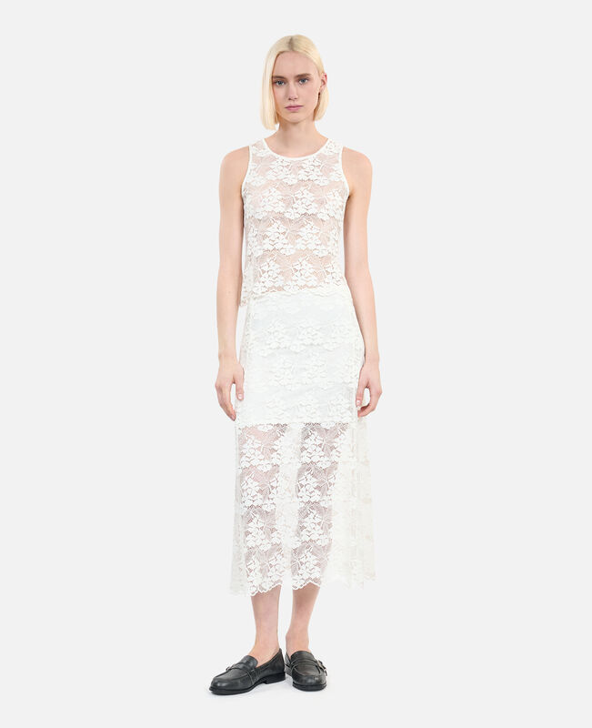 The Kooples FEMME ECRU jupe longue en dentelle écrue