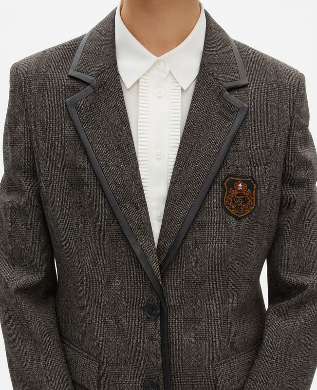 The Kooples FEMME BROWN veste prince de galles en laine marron