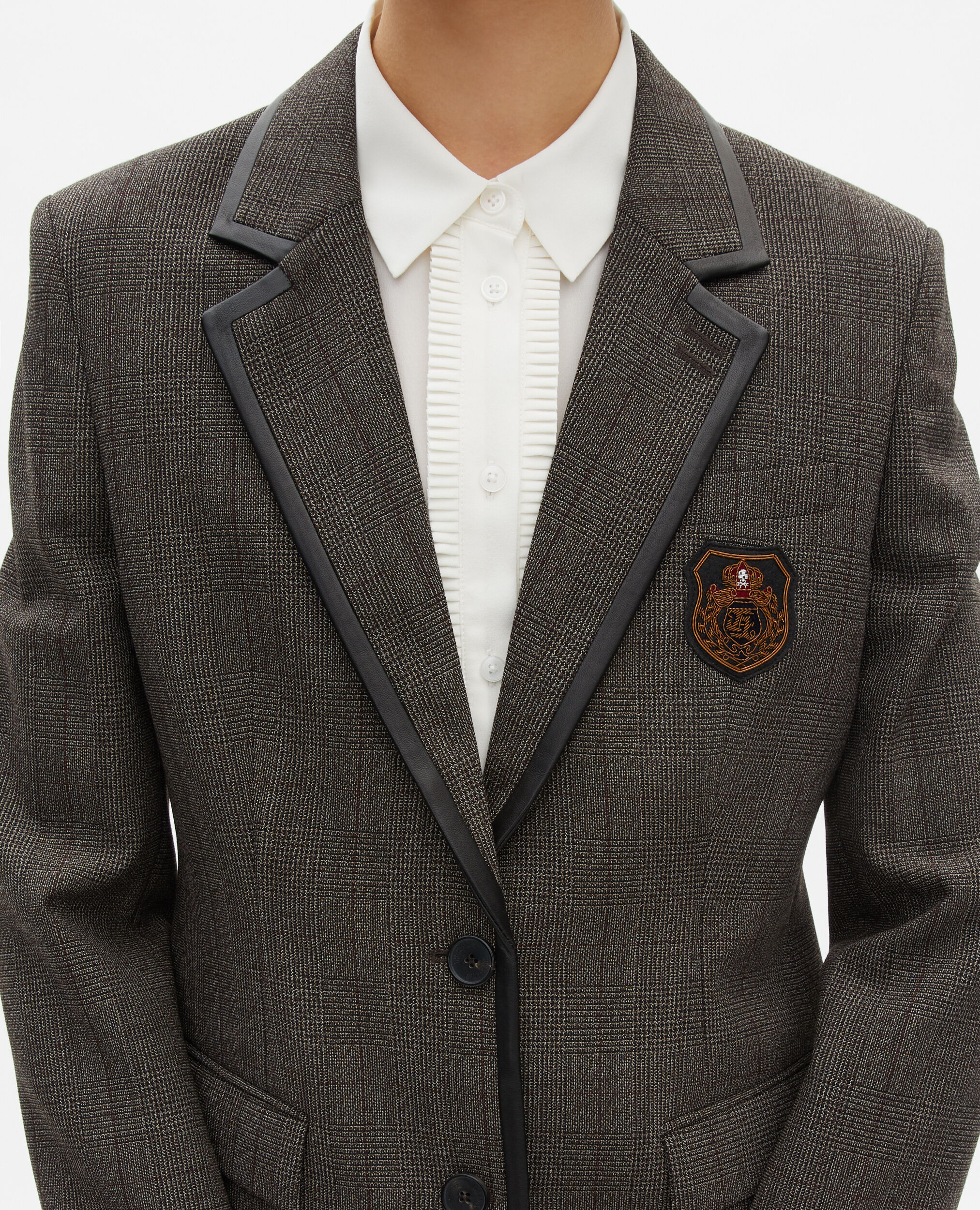 Veste Prince de Galles en laine marron, BROWN, hi-res image number null