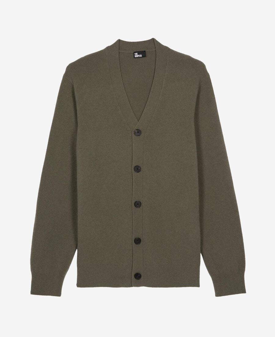 The Kooples MEN OLIVE KAKI khaki cashmere cardigan