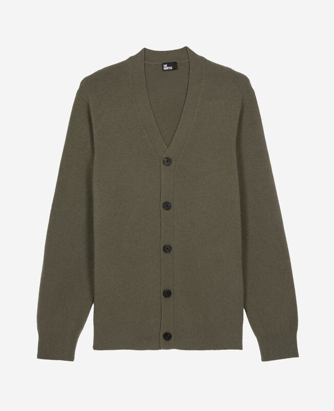 The Kooples HOMME OLIVE KAKI cardigan en cachemire kaki