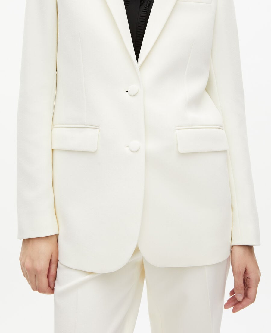 The Kooples FEMME ECRU veste tailleur en crêpe coupe droite écrue 