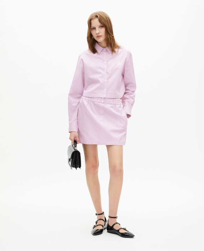 The Kooples FEMME PINK BLACK chemise à rayures en popeline rose