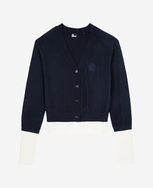 The Kooples FEMME DARK NAVY-ECRU cardigan en coton bleu marine et écru