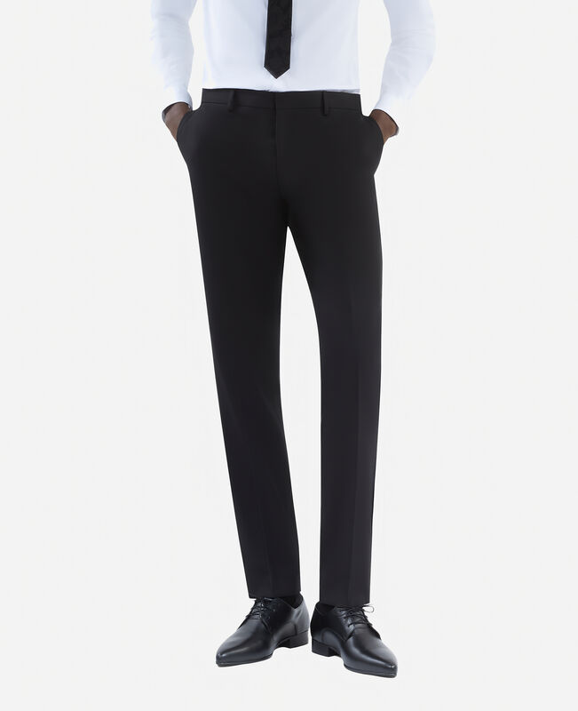 The Kooples HOMME BLACK pantalon de costume en laine ajusté noir