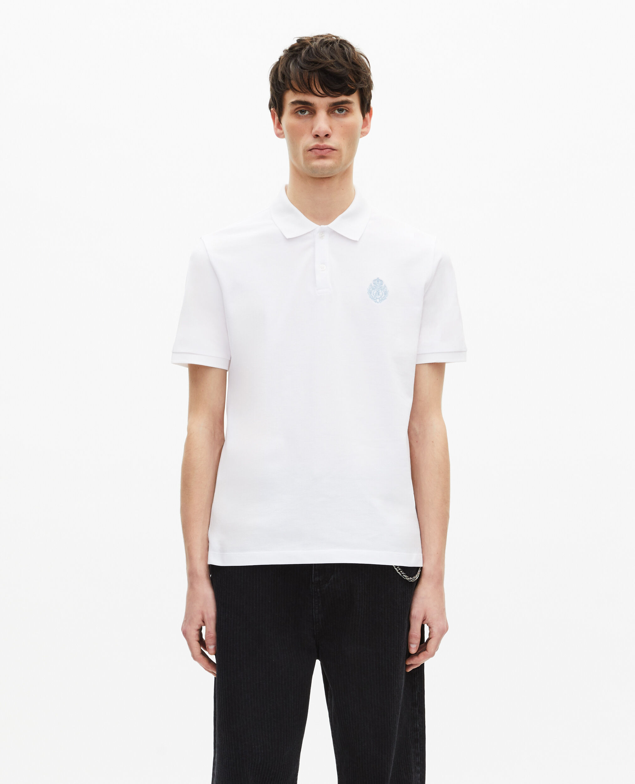 Polo en piqué col classique blanc, WHITE, hi-res image number null