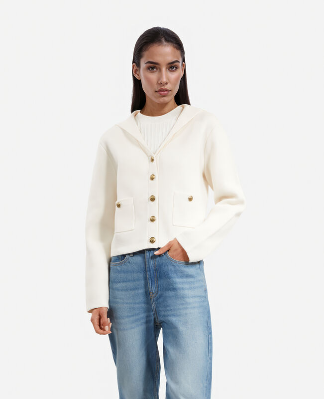 The Kooples FEMME ECRU cardigan en coton et laine ecru