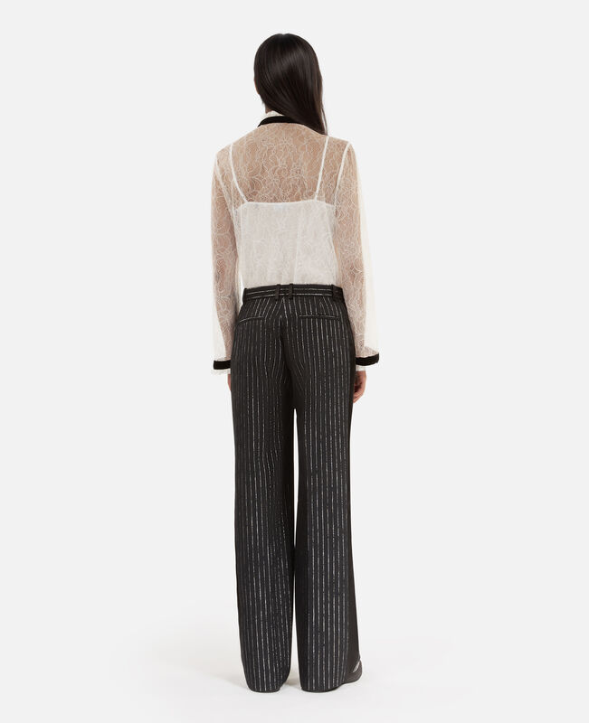 The Kooples FEMME BLACK pantalon tailleur droit à rayures noir
