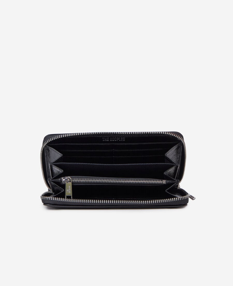 The Kooples UNISEX BLACK schwarze brieftasche mit wappen aus leder