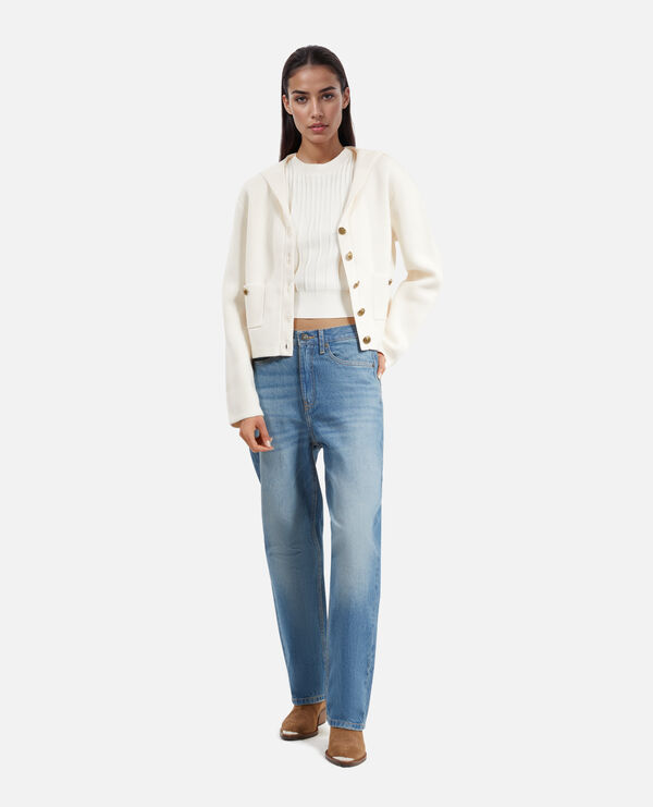 The Kooples FEMME ECRU cardigan en coton et laine ecru