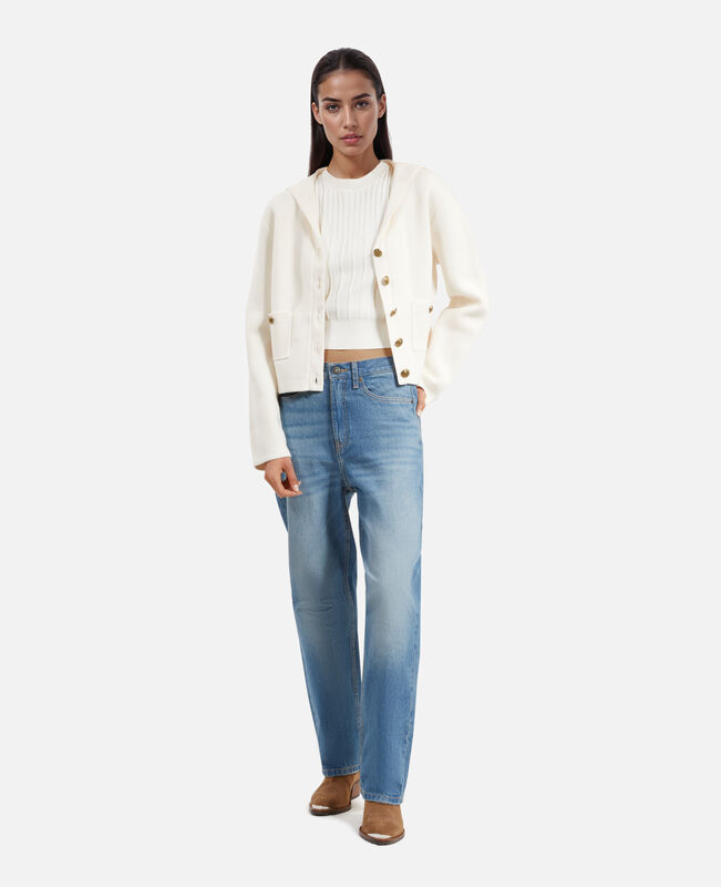 The Kooples FEMME ECRU cardigan en coton et laine ecru