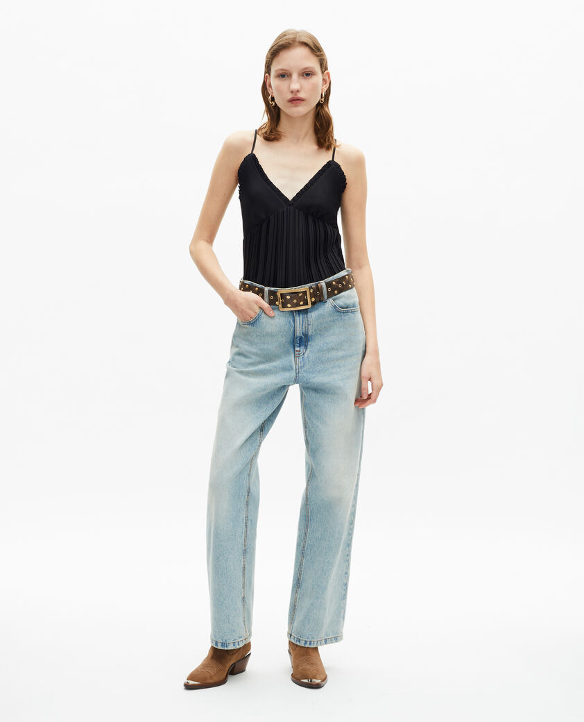 The Kooples DAMEN BLACK schwarzes plissee-camisole