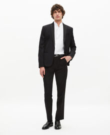 The Kooples HOMME BLACK pantalon de smoking avec détails en satin droit noir