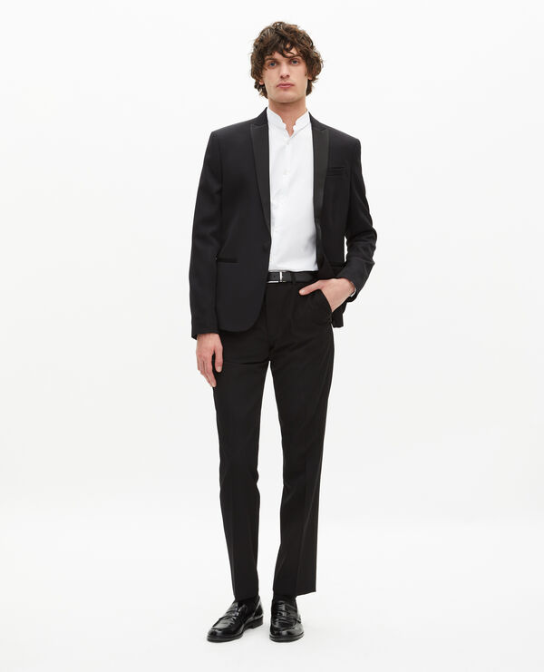 The Kooples HOMME BLACK pantalon de smoking avec détails en satin droit noir