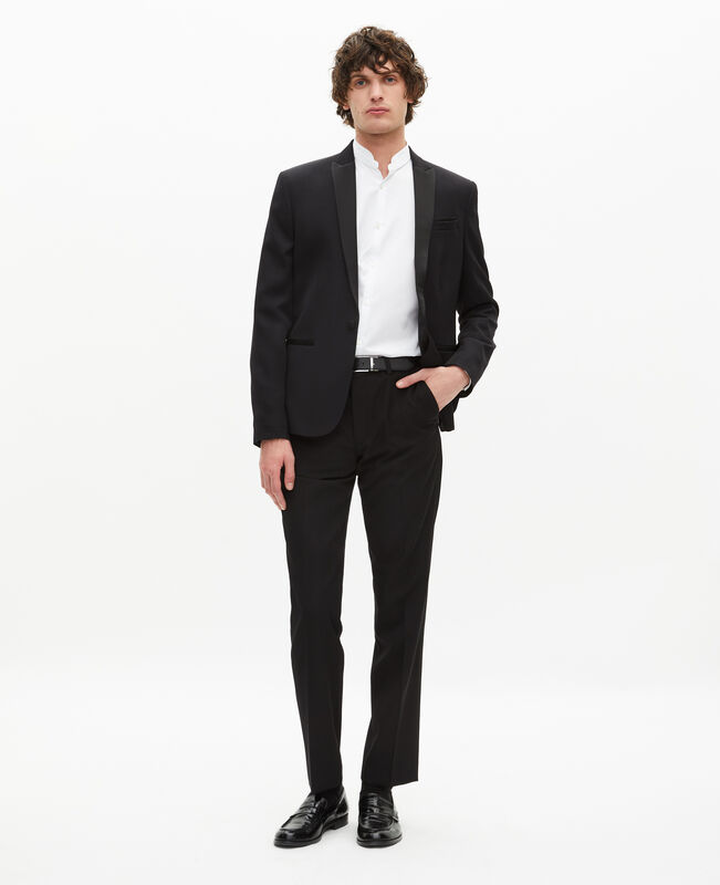 The Kooples HOMME BLACK pantalon de smoking avec détails en satin droit noir