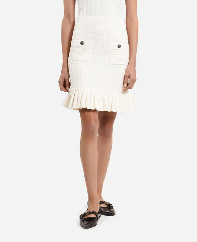 The Kooples FEMME ECRU jupe courte en maille écrue