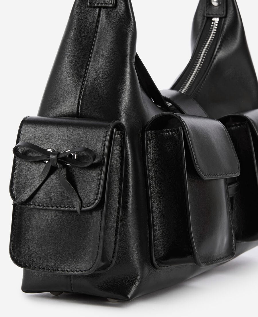 The Kooples FEMME BLACK sac amelia en cuir lisse noir