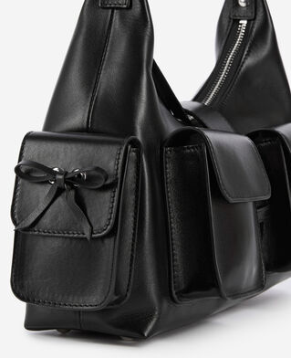 The Kooples FEMME BLACK sac amelia en cuir lisse noir