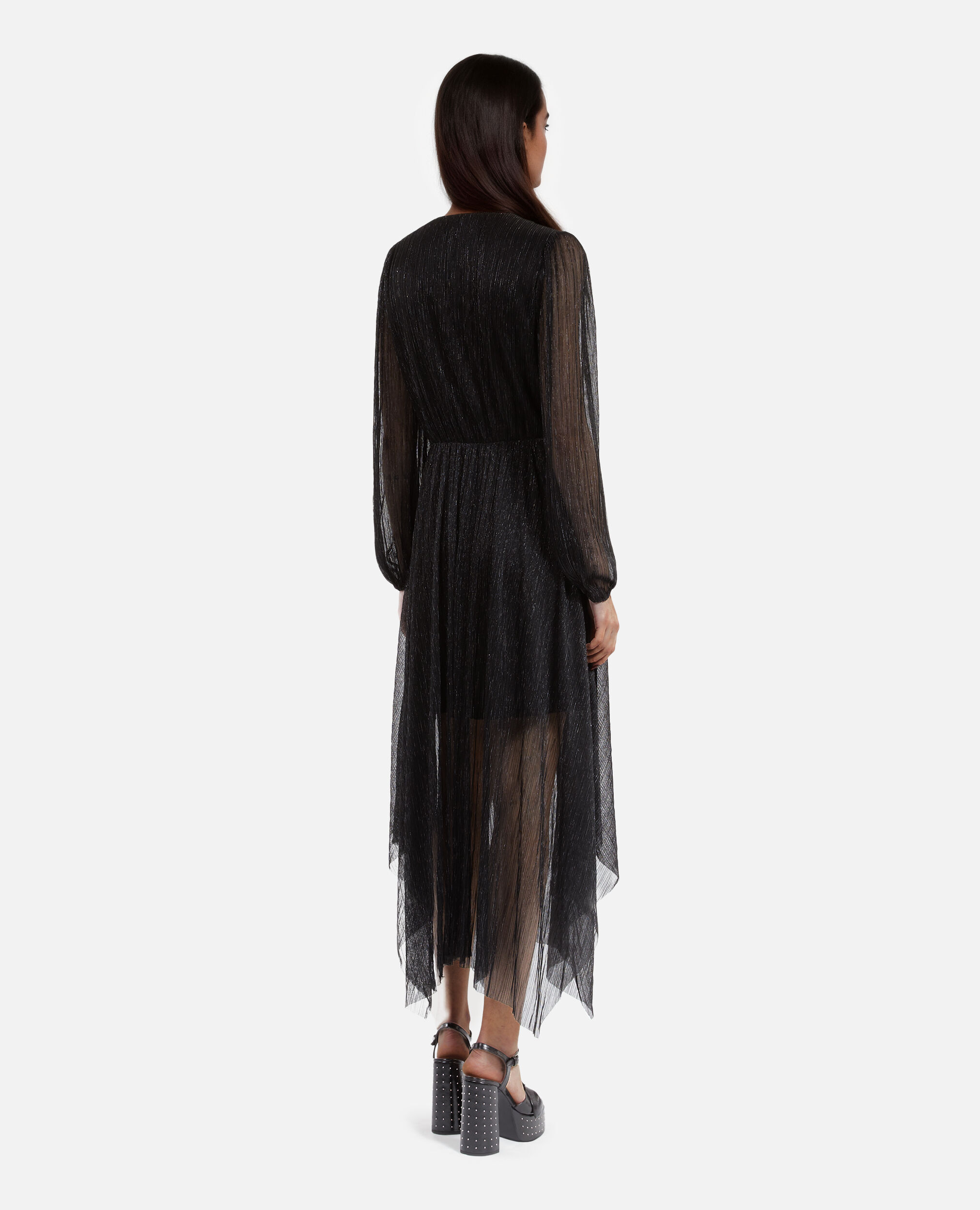 Robe longue plissée noire, BLACK, hi-res image number null