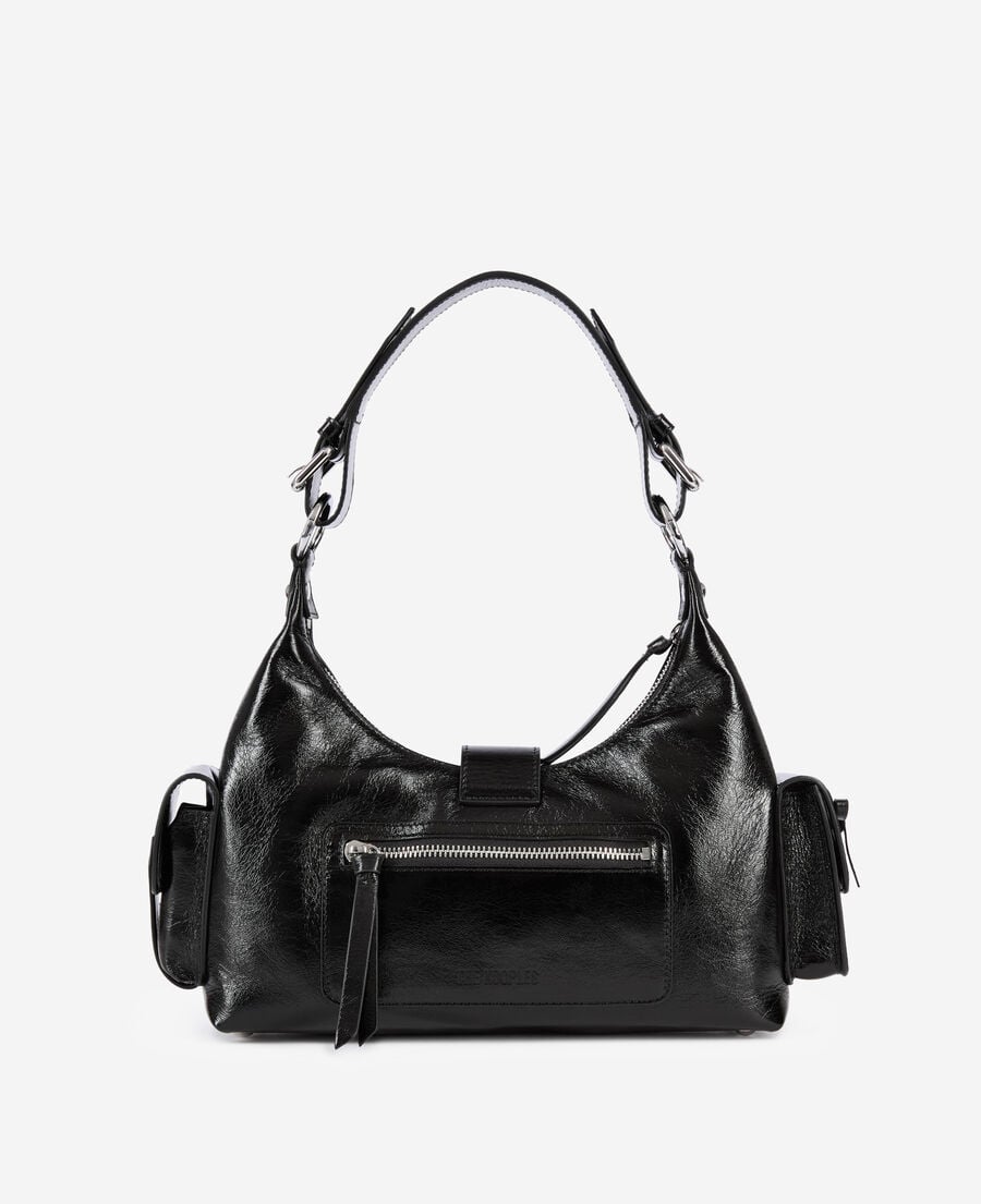 The Kooples FEMME BLACK sac amelia en cuir craquelé noir