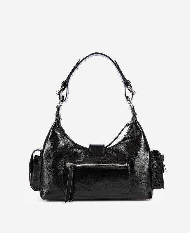 The Kooples FEMME BLACK sac amelia en cuir craquelé noir