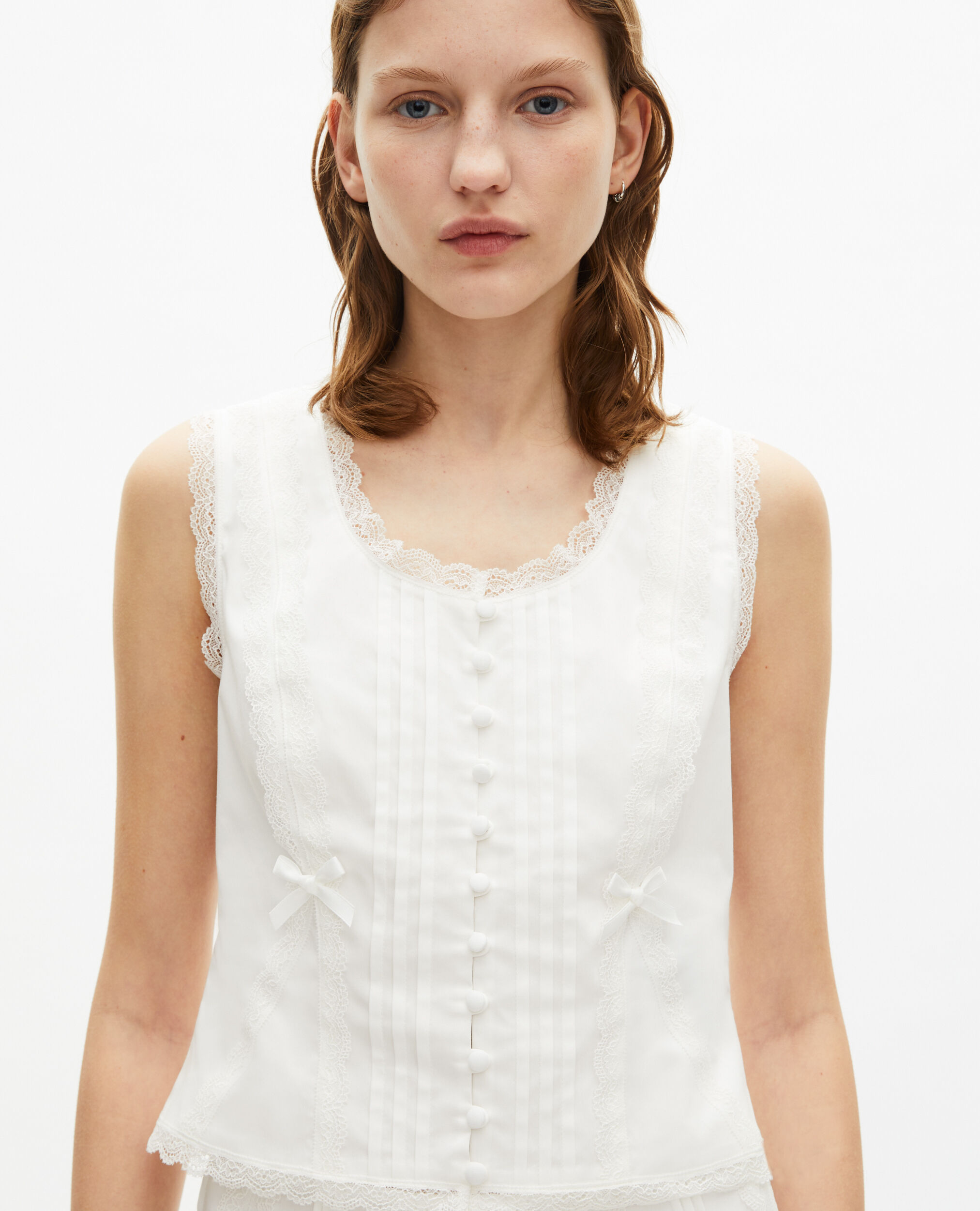 Top avec dentelle écru, ECRU, hi-res image number null