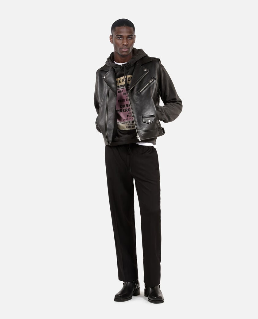 The Kooples HERREN BLACK ärmellose jacke aus schwarzem leder