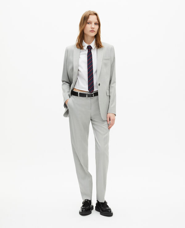 The Kooples FEMME BEIGE veste tailleur simple boutonnage grise