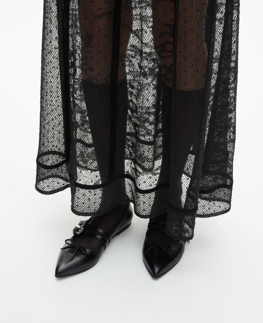 The Kooples FEMME BLACK robe longue en maille et dentelle noire